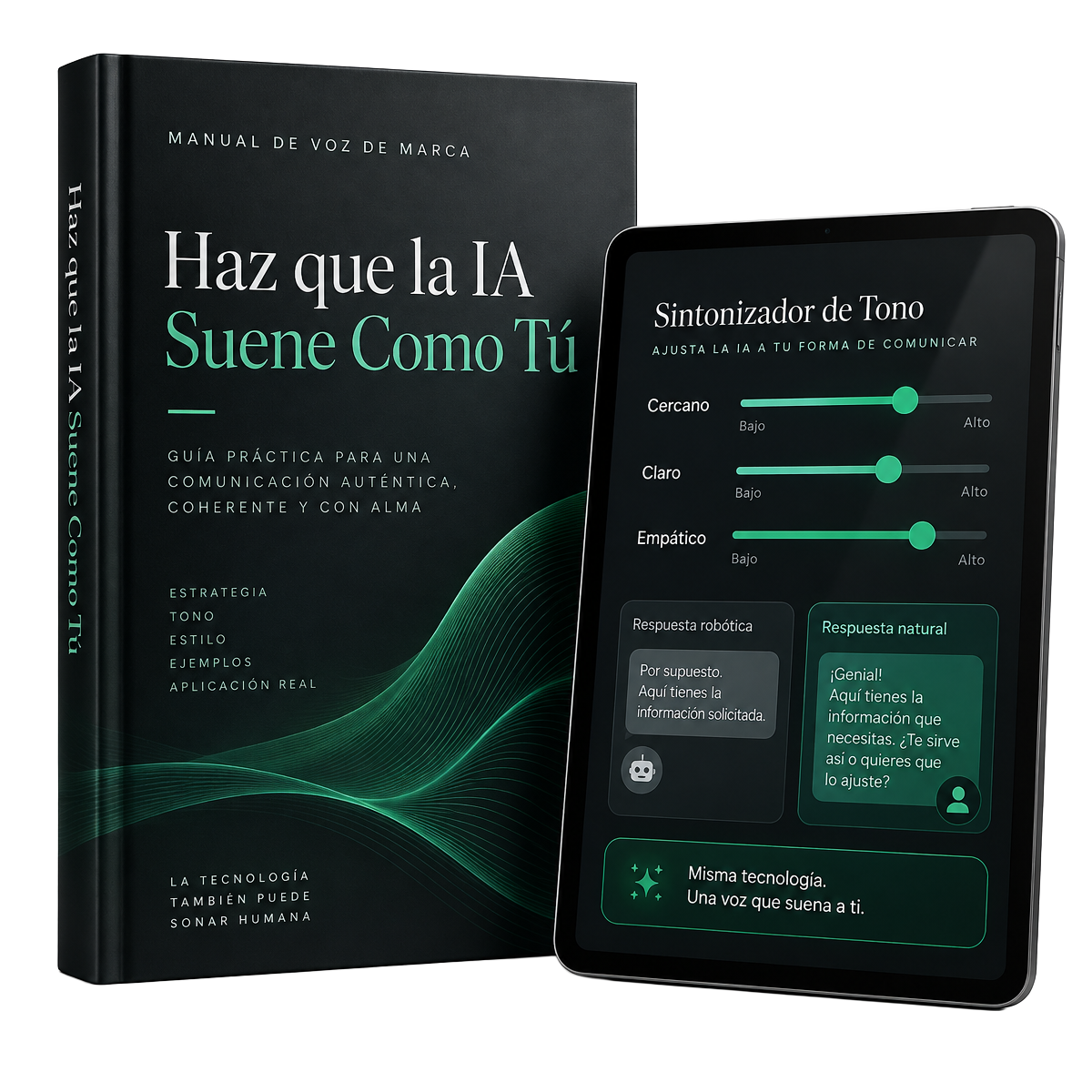 Manual Haz que la IA Suene Como Tú con afinador visual de tono